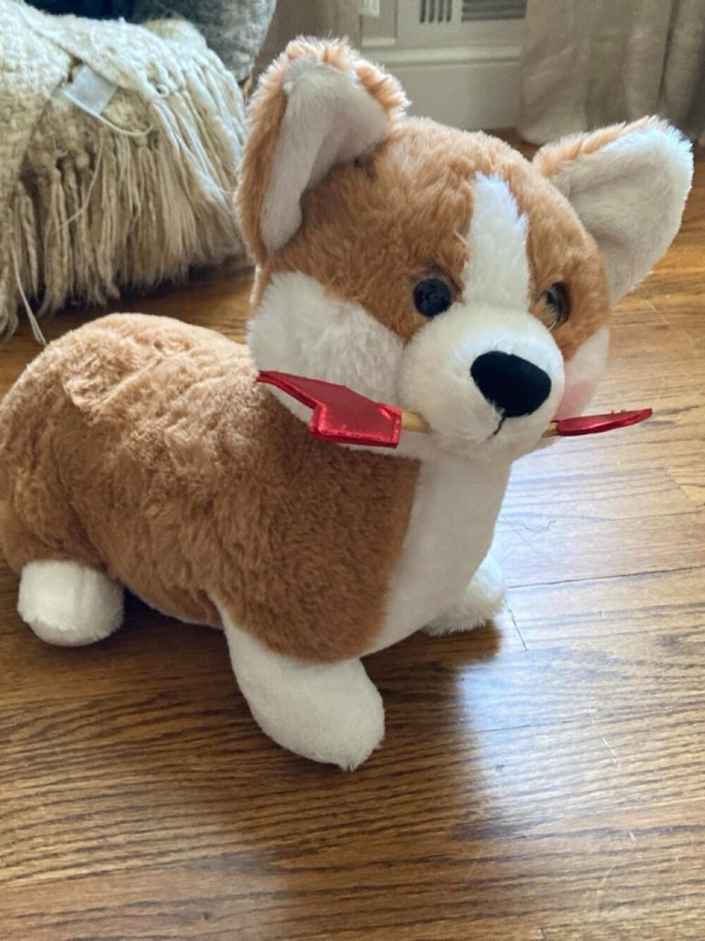 Large pembroke welsh corgi valentines arrow heart plush